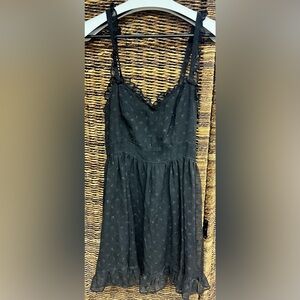 Royal Bones Black Dress with Lace Detail-Small